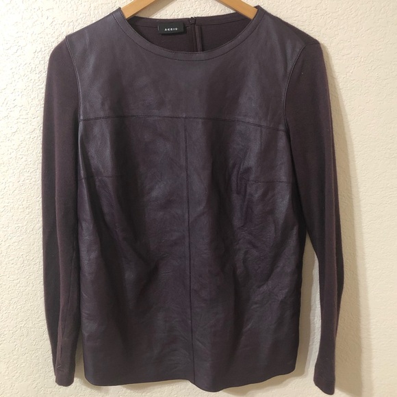 Akris Sweaters - Akris Deep Purple Lightweight Sweater in Lamb Leather, Silk, Cashmere Size 10